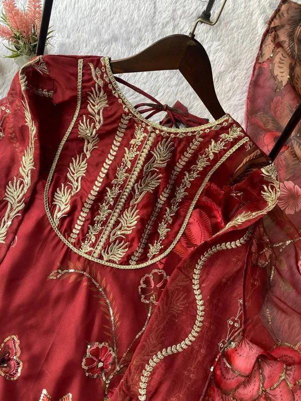 Red_Premium_Embroidered_Silk_Gharara_Suit_Set_For_Women