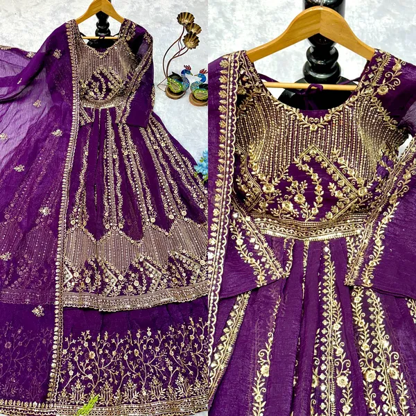 Purple_Premium_Embroidered_Silk/Georgette_Anarkali_Lehenga_For_Women