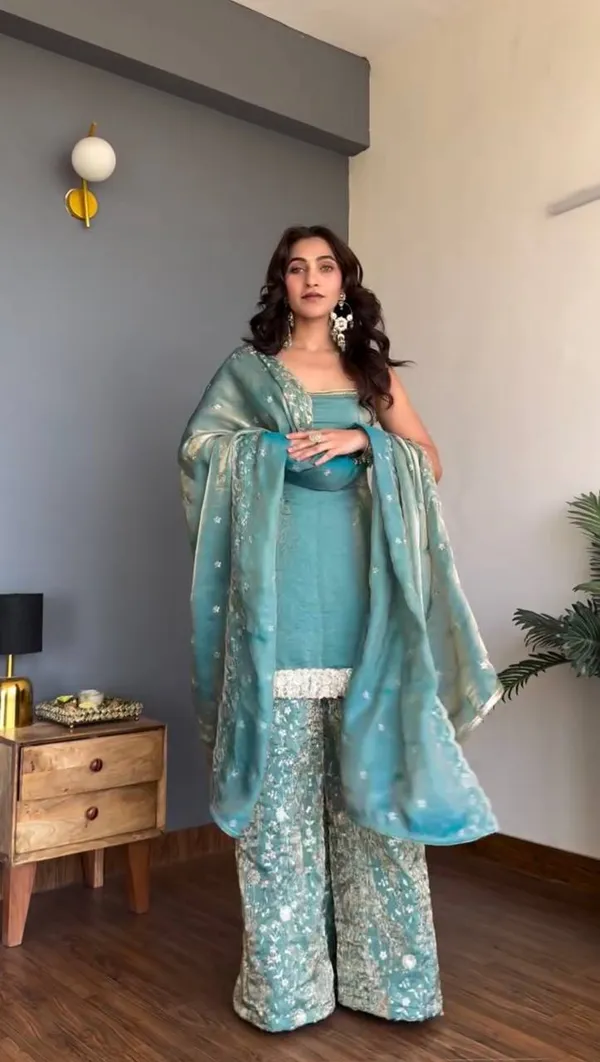 Blue_Premium_Embellished_Georgette_Kurta_Palazzo_Set_For_Women