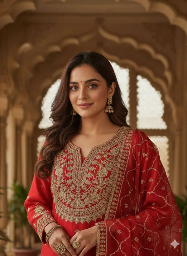 Red_Premium_Embroidered_Cotton_Blend_Salwar_Suit_Set_For_Women