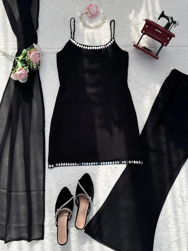 Black_Premium_Embellished_Mixed_Fabric_Co-ord_Set_For_Women