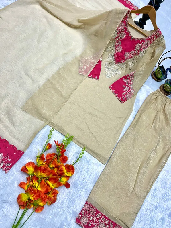 Gold_And_Pink_Premium_Embroidered_Cotton_Blend_Salwar_Suit_Set_For_Women