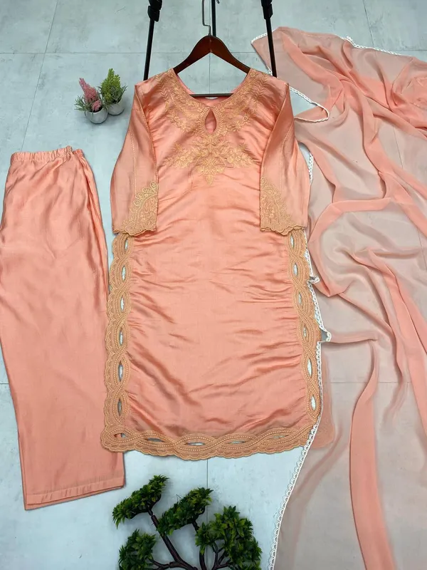 Peach_Premium_Embroidered_Cotton_Blend_Salwar_Suit_Set_For_Women
