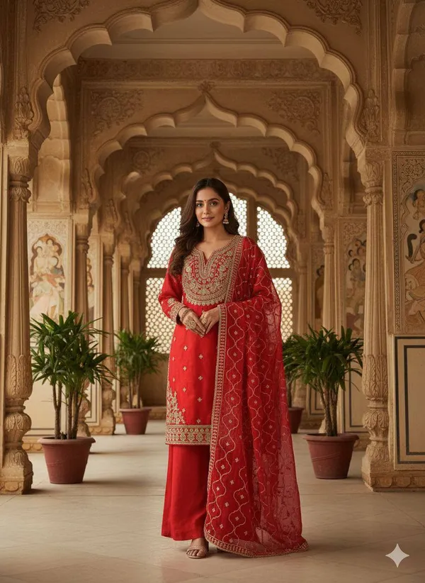 Red_Premium_Embroidered_Cotton_Blend_Salwar_Suit_Set_For_Women
