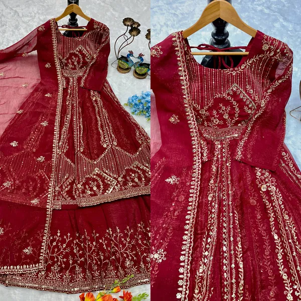 Red_Premium_Embroidered_Silk/Georgette_Anarkali_Suit_For_Women