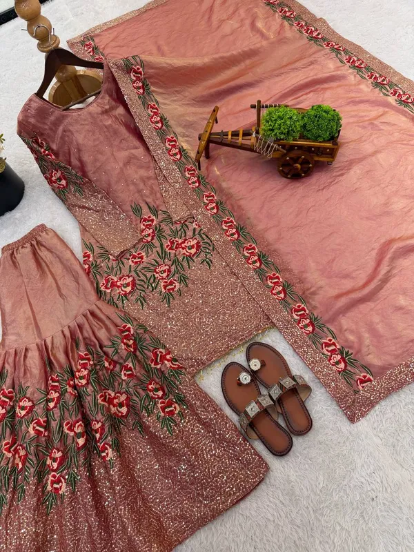 Pink_Premium_Embroidered_Georgette_Sharara_Suit_Set_For_Women