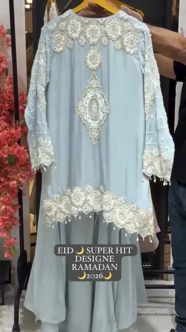 Blue_Premium_Embroidered_Georgette_Sharara_Suit_Set_For_Women