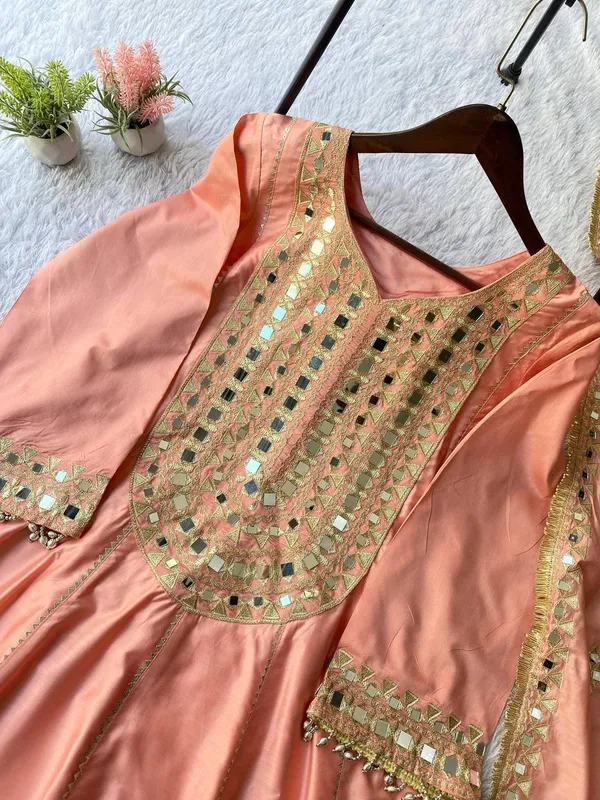 Peach_Premium_Embellished_Georgette_Ethnic_Suit_Set_For_Women