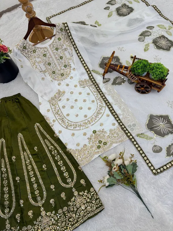White_Premium_Embroidered_Georgette_Sharara_Suit_Set_For_Women