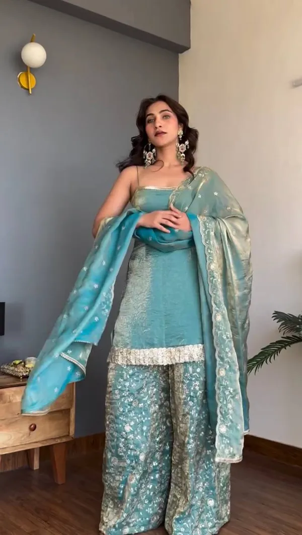 Blue_Premium_Embellished_Georgette_Kurta_Palazzo_Set_For_Women
