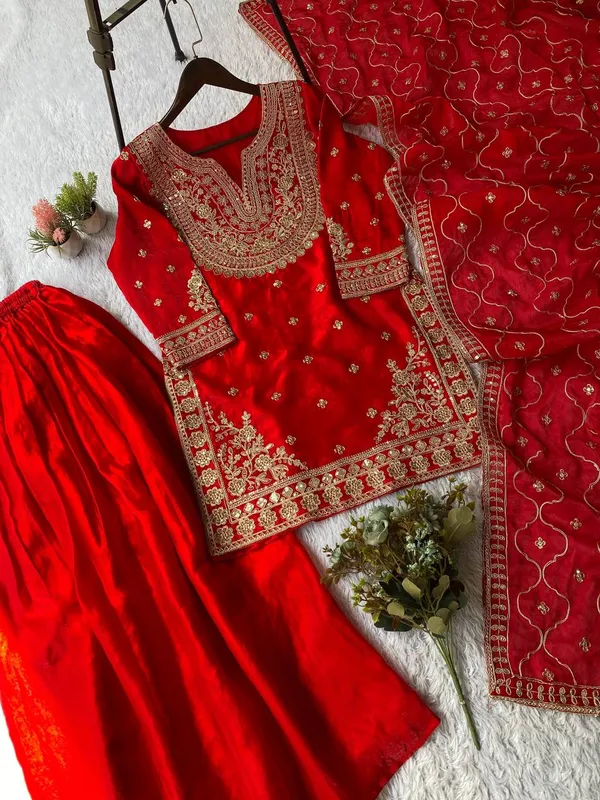 Red_Premium_Embroidered_Cotton_Blend_Salwar_Suit_Set_For_Women