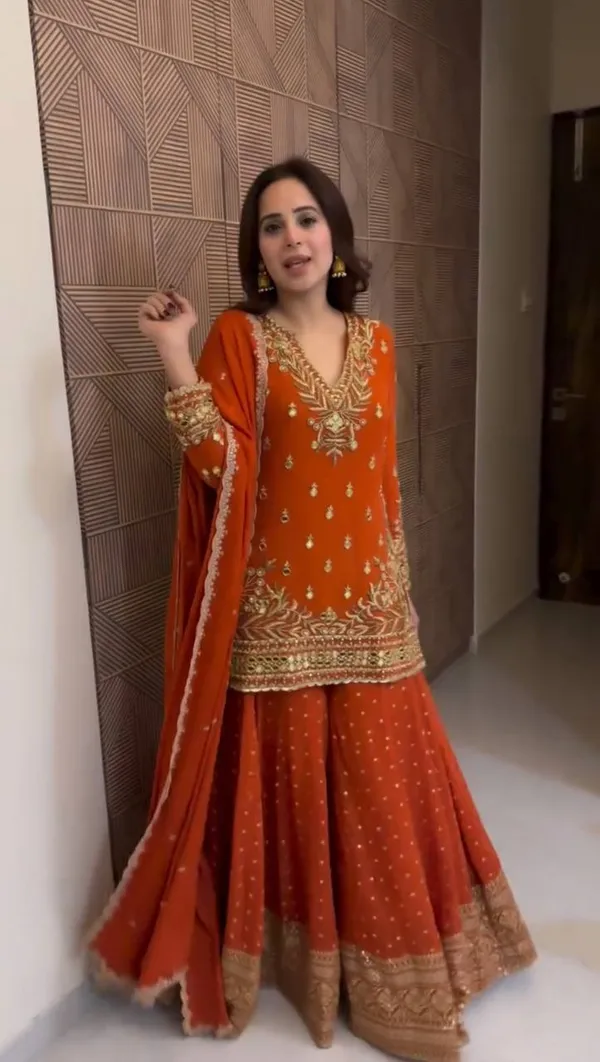 Orange_Premium_Embroidered_Georgette_Ethnic_Suit_Set_For_Women