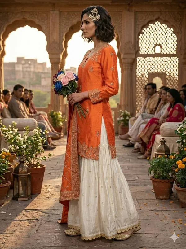 Orange_Premium_Embroidered_Georgette_Sharara_Set_For_Women