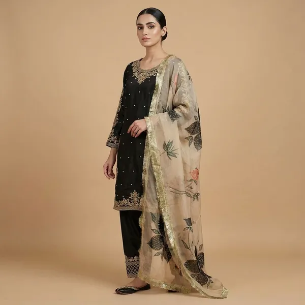 Black_Premium_Embroidered_Organza_Suit_Set_For_Women