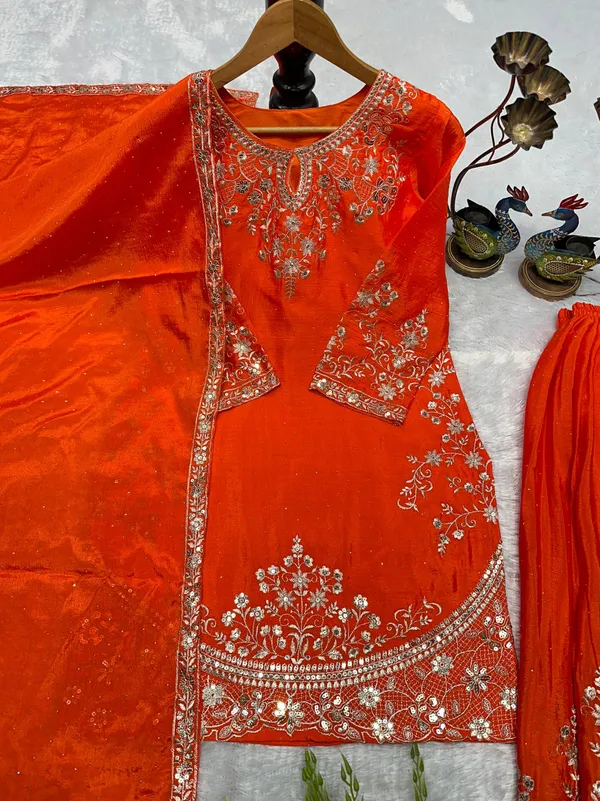 Orange_Premium_Embroidered_Georgette_Palazzo_Suit_For_Women