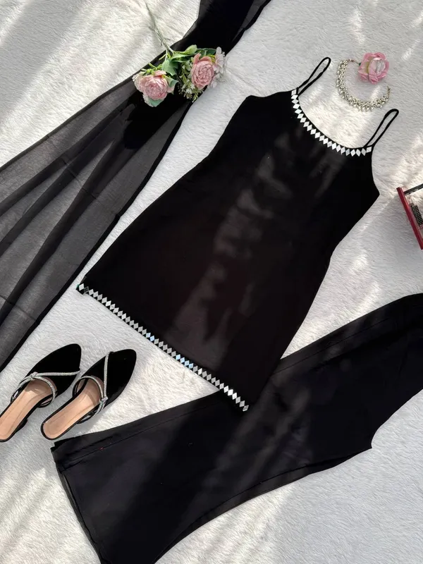 Black_Premium_Embellished_Mixed_Fabric_Co-ord_Set_For_Women