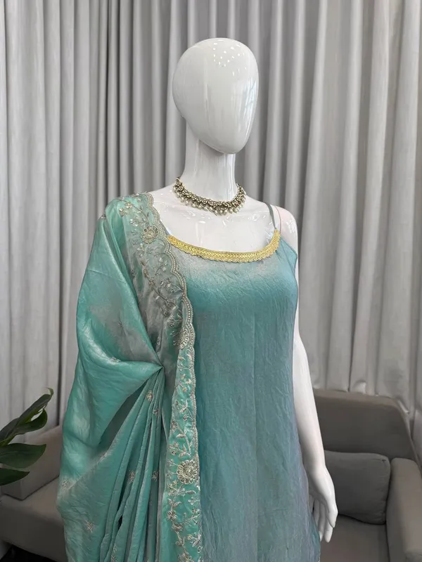 Blue_Premium_Embellished_Georgette_Kurta_Palazzo_Set_For_Women