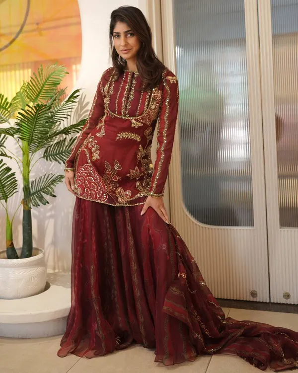 Red_Premium_Embroidered_Silk_Gharara_Suit_Set_For_Women