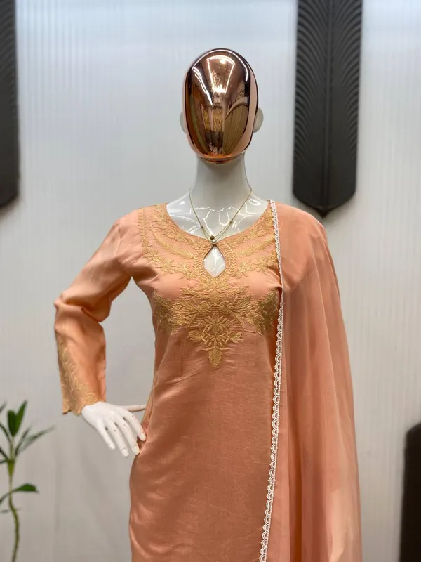 Peach_Premium_Embroidered_Cotton_Blend_Salwar_Suit_Set_For_Women