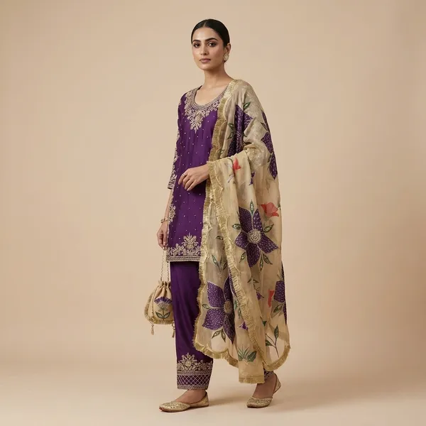Purple_Premium_Embroidered_Velvet_Velvet_Suit_Set_For_Women