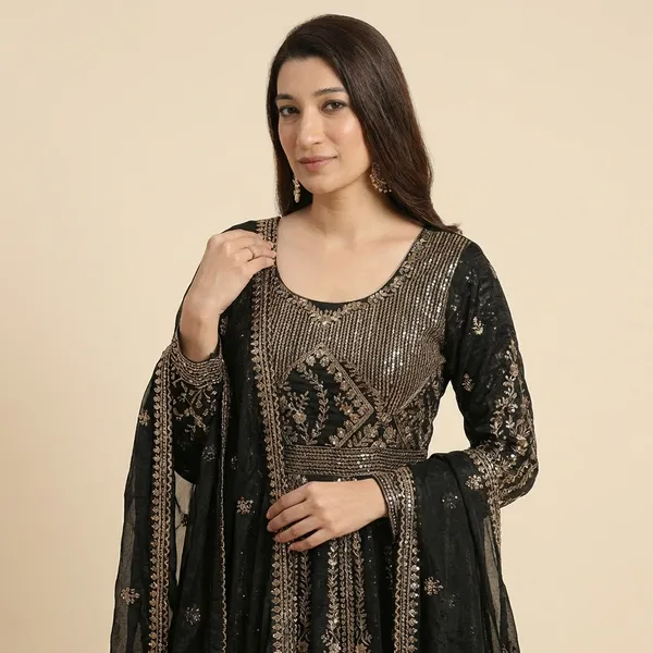 Black_Premium_Embroidered_Georgette_Anarkali_Suit_For_Women