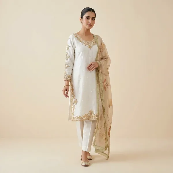 White_Premium_Embroidered_Cotton_Blend_Kurti_For_Women