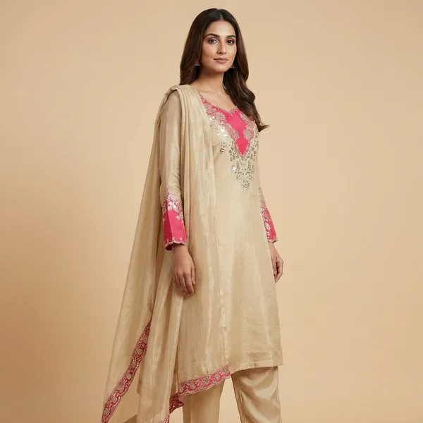 Gold_And_Pink_Premium_Embroidered_Cotton_Blend_Salwar_Suit_Set_For_Women