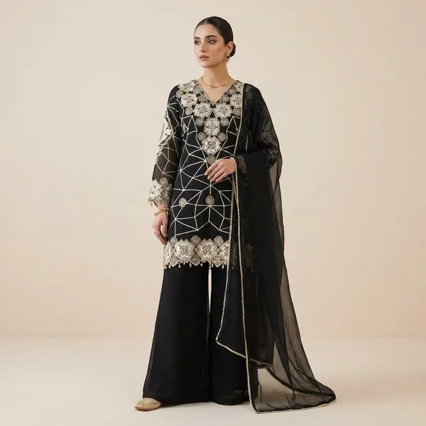 Black_Premium_Geometric_Embroidered_Cotton_Blend_Kurti_For_Women