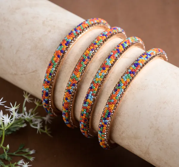 Multicolor_Alloy_With_Beaded_Bangles_For_Women_Set_Of_4