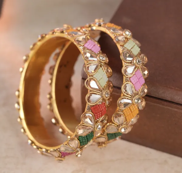 Multicolor_Alloy_With_Kundan_And_Enamel_Meenakari_Bangles_For_Women_Set_Of_2