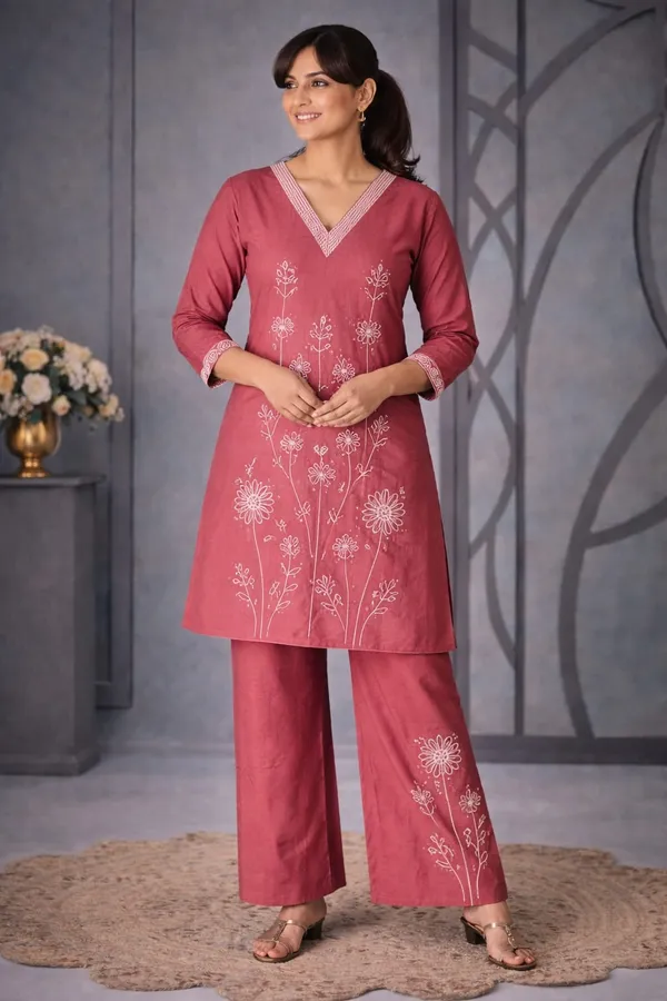 Fashveda_Rose_Bloom_Embroidery_Kurta_Set