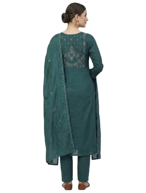 Teal_Green_Mixed_Cotton_Salwar_Suit_Set_For_Women