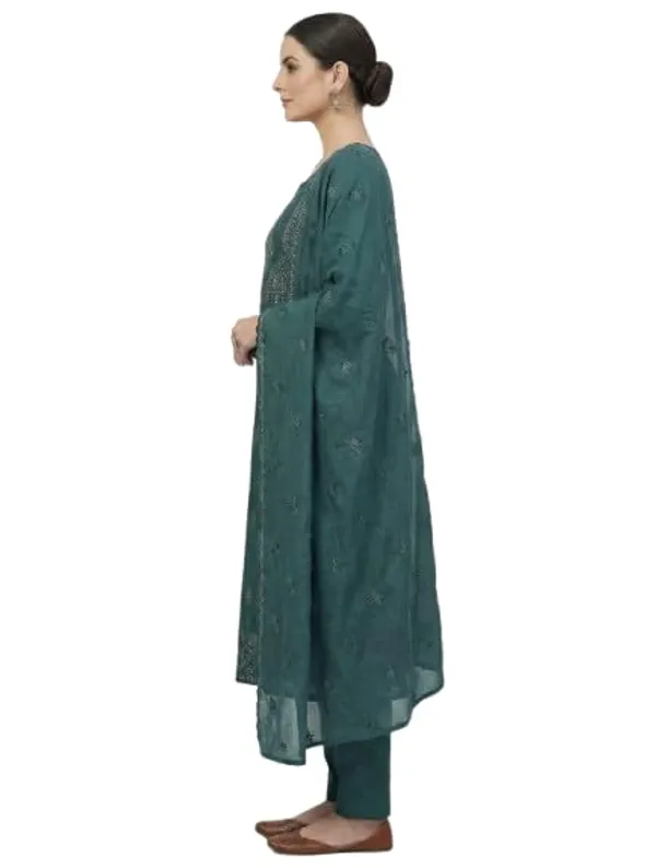 Teal_Green_Mixed_Cotton_Salwar_Suit_Set_For_Women