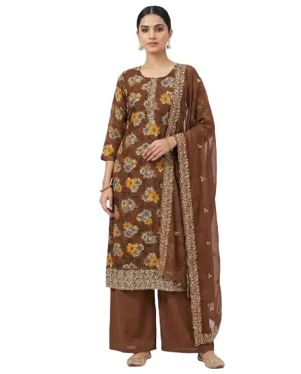 Teal_Green_And_Brown_Mixed_Cotton_Kurta_Palazzo_Set_With_Dupatta_For_Women_Pack_Of_2