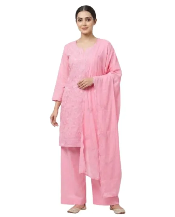 Beige_And_Pink_Mixed_Cotton_Kurta_Set_With_Dupatta_For_Women_Pack_Of_2