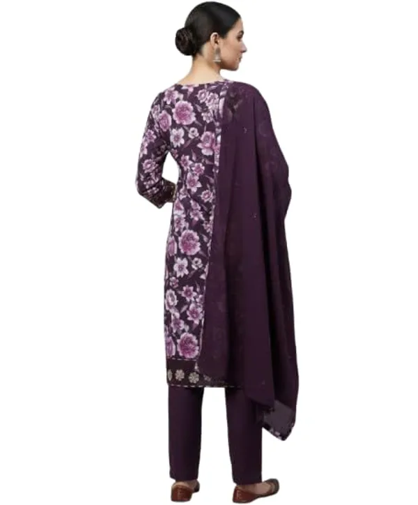Deep_Plum_Mixed_Cotton_Salwar_Suit_Set_For_Women