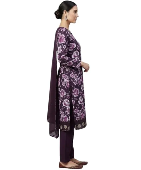 Deep_Plum_Mixed_Cotton_Salwar_Suit_Set_For_Women
