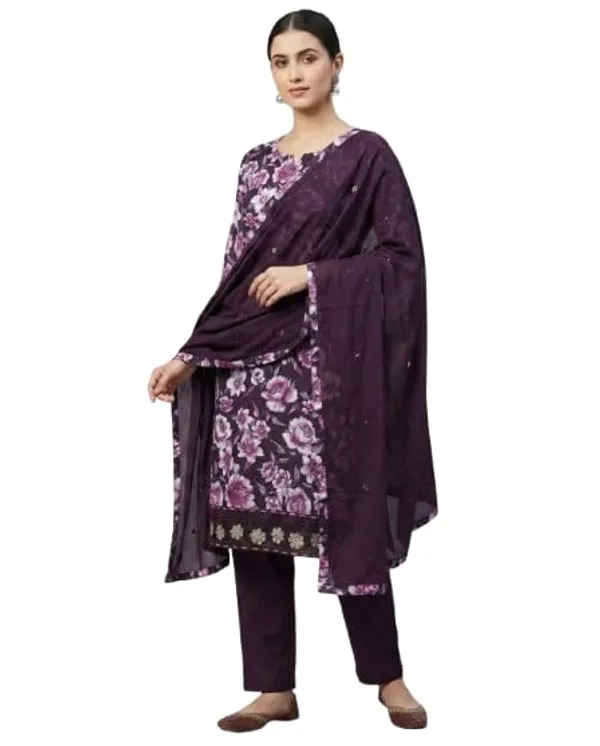 Deep_Plum_Mixed_Cotton_Salwar_Suit_Set_For_Women
