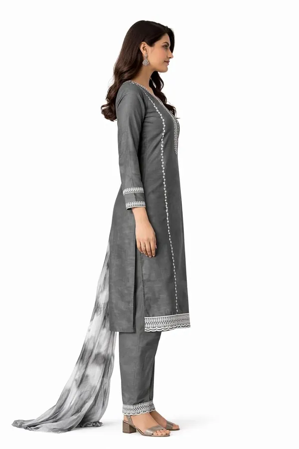 Teal_Green_And_Grey_Mixed_Cotton_Salwar_Suit_Set_For_Women_Pack_Of_2