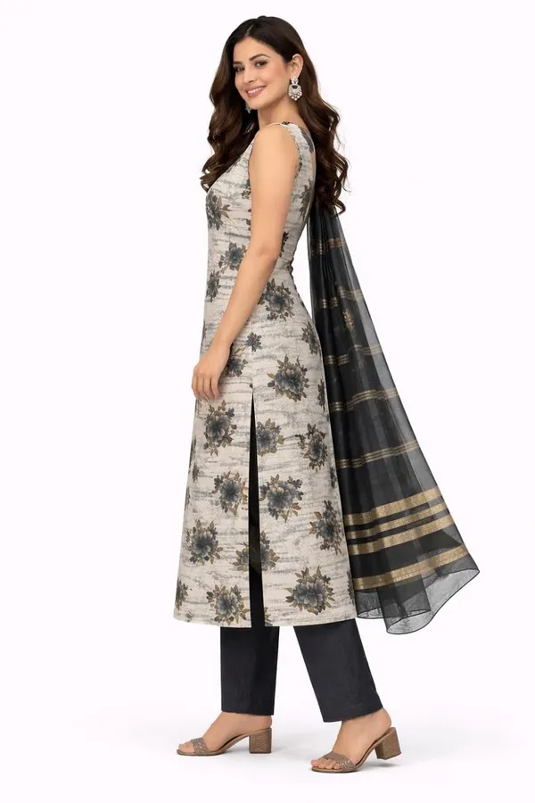 Off_White_Mixed_Cotton_Kurta_Set_With_Dupatta_For_Women