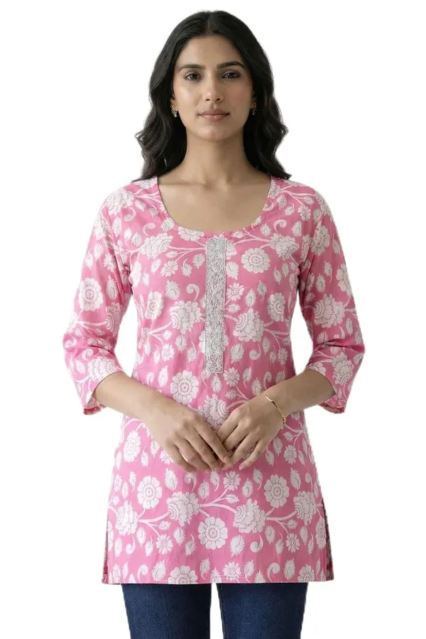 Pink_Mixed_Cotton_Straight_Kurti_For_Women