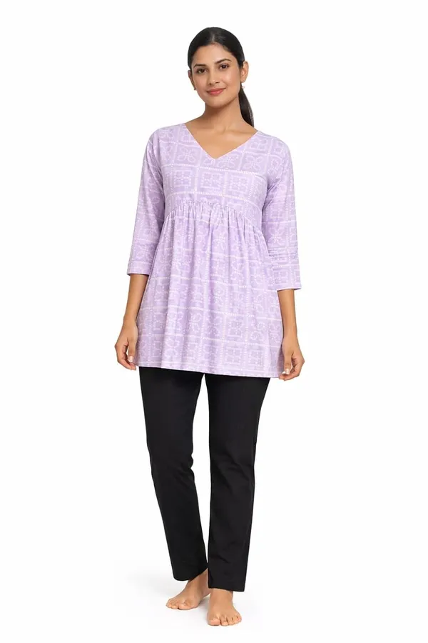 Lavender_Mixed_Cotton_Kurti_Top_For_Women