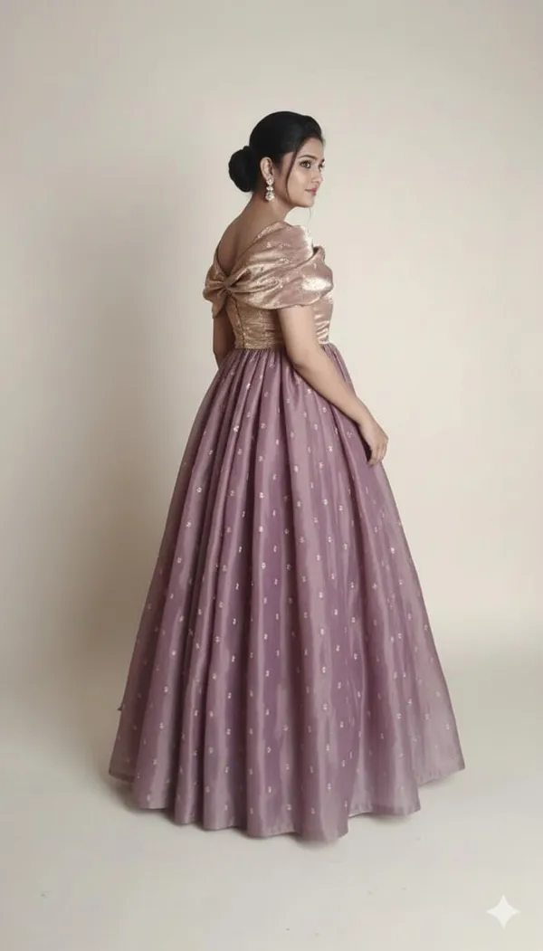 Lavender_Mixed_Cotton_Flared_Gown_For_Women