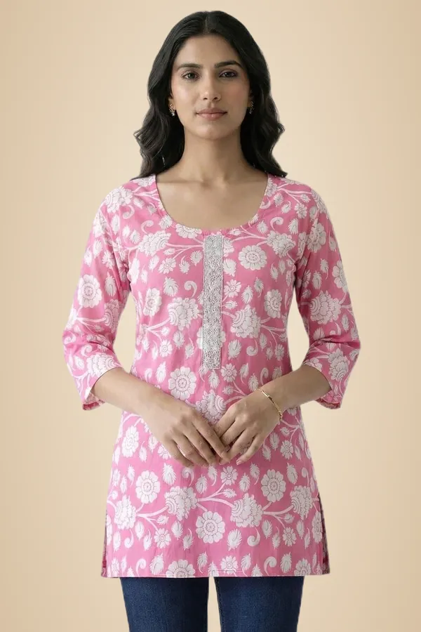 Pink_Mixed_Cotton_Straight_Kurti_For_Women