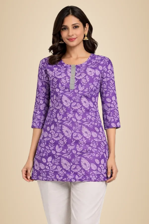 Purple_Mixed_Cotton_Straight_Kurti_For_Women