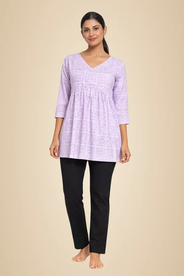 Lavender_Mixed_Cotton_Kurti_Top_For_Women