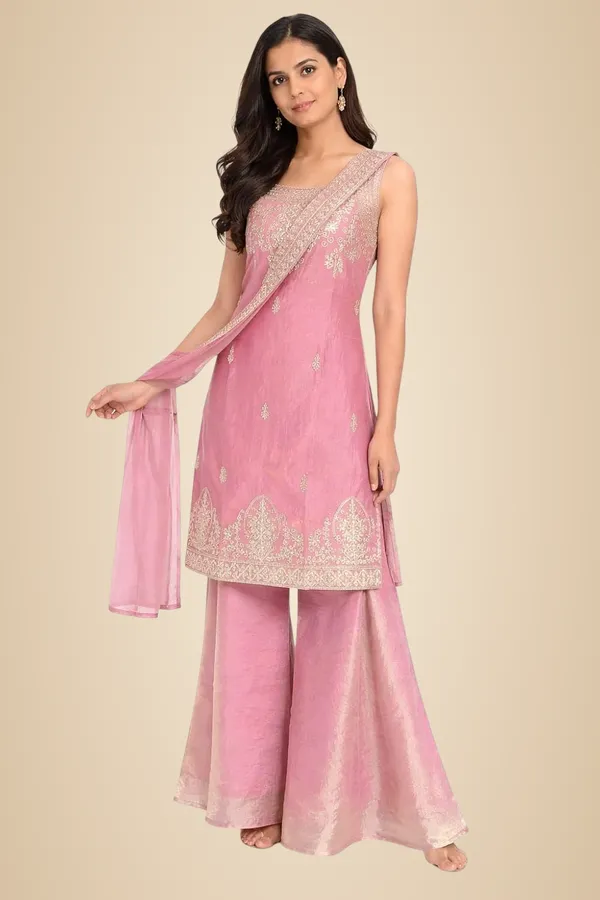 Dusty_Rose_Mixed_Cotton_Kurta_Sharara_Set_With_Dupatta_For_Women