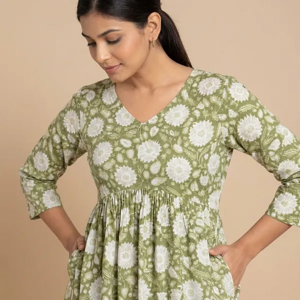 Olive_Green_Mixed_Cotton_Kurti_Top_For_Women