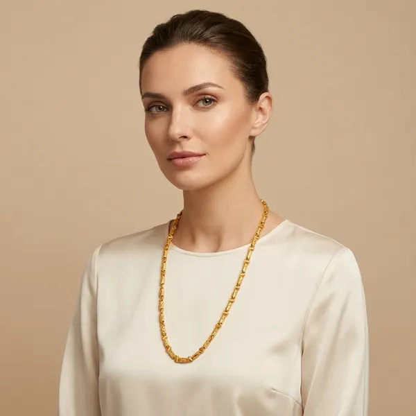 Elegant_Gold_Toned_Textured_Chain_Necklace