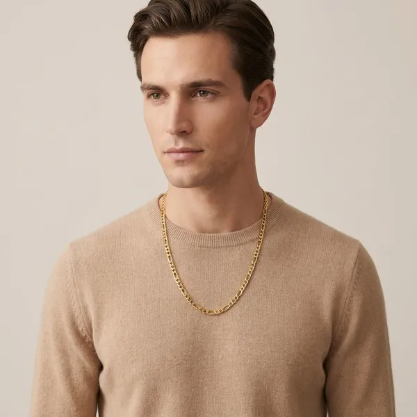 Gold_Toned_Figaro_Chain_Necklace_For_Men